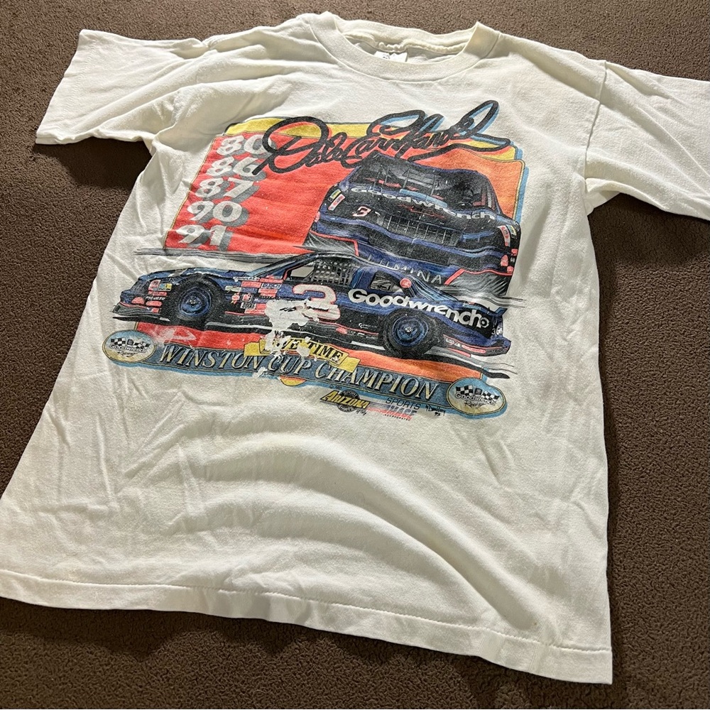 Nascar White Graphic Tee with Multicolor Design